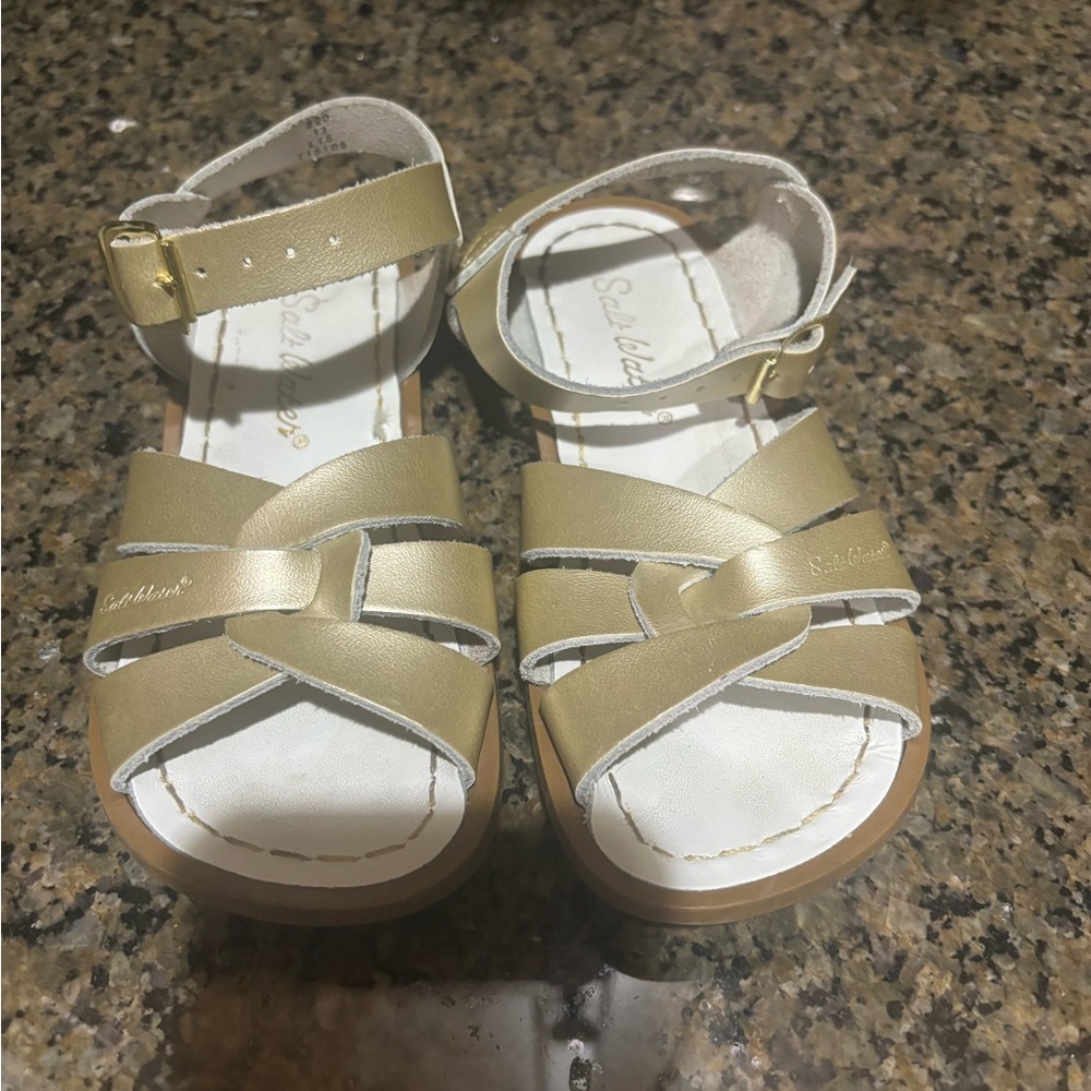 Salt Water gold leather sandals
